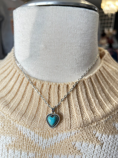 Turquoise Heart Pendant Necklace FINAL SALE