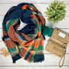 Navy Fall Mix Plaid Blanket Scarf - FINAL SALE