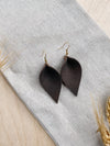 Brown Suede Leather Leaf Earrings
